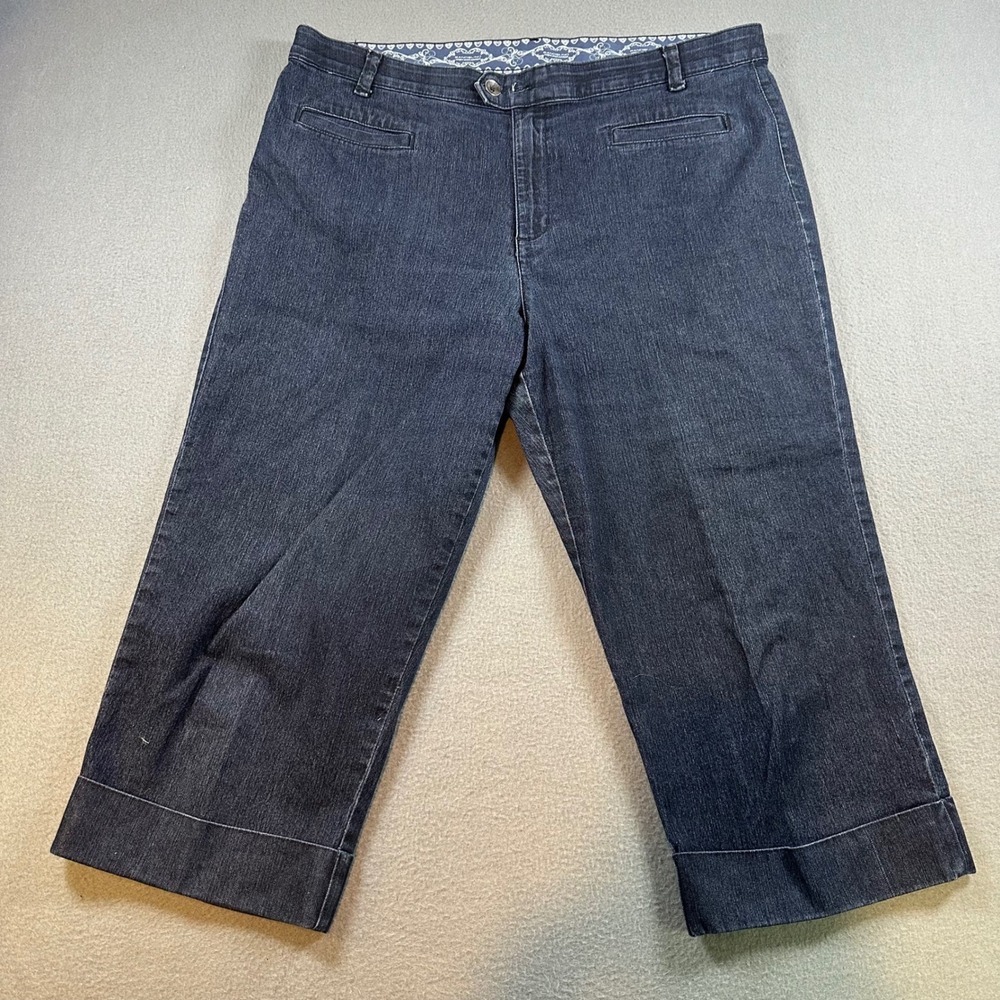 Bandolino Maureen Dark Wash Denim Capri Pants Cuffed Blue Womens 14 DB2899-RNS